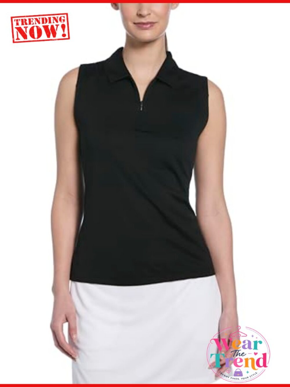 Airflux Sleeveless Quarter Zip Golf Polo Shirt Moisture Wicking UPF 50